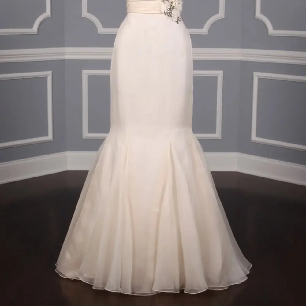 Anne Barge Firebird Strapless Blush Mermaid Organza Lace Wedding Dress Gown 4 - Picture 5 of 13